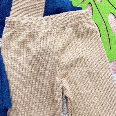 Conj. Casaco Dude e Calça em Malha Wafle - Marinho e Caramelo